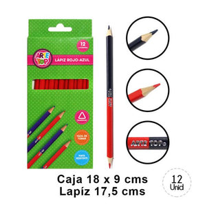 Caja Lapices Colores Azul/Rojo Arte Top 12u