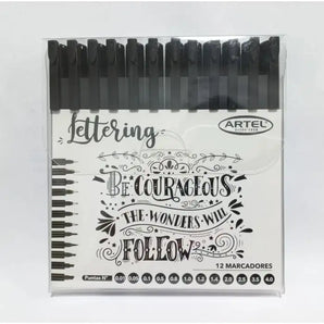 Set Marcadores Lettering 12 tamaños diferentes Artel