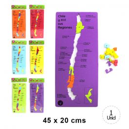 Mapa De Chile Por Regiones Eva X 12/192 Arte Top