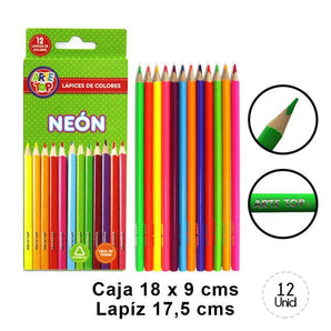 Caja Lapices Colores Arte Top 12u Neon