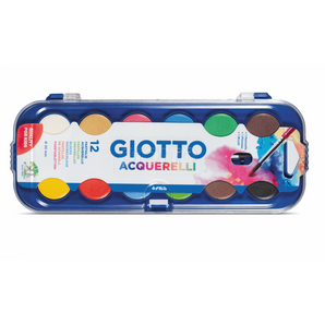 Estuche Plástico Acuarela 12 Colores de 30mm con Pincel Giotto