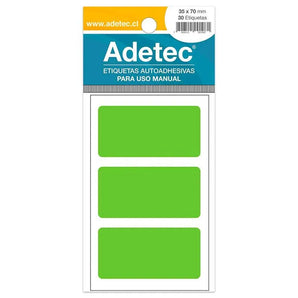 Etiqueta adhesiva Verde x30 30x70mm