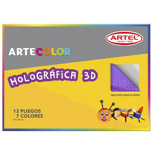 Sobre Papel Holográfico 12 Hojas 7 Colores Artel