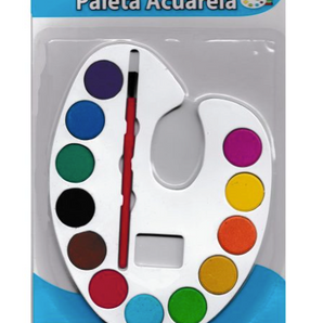 Paleta de Acuarela 12 Colores con Pincel JM