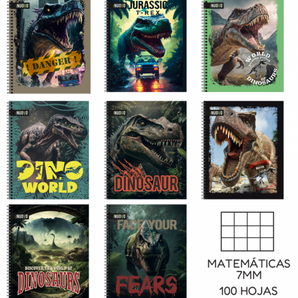 CUADERNO UNIVERSITARIO TAPA DURA DINOSAURIOS x100hjs 7mm /48