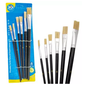 Set de 6 Pinceles Punta Plana JM