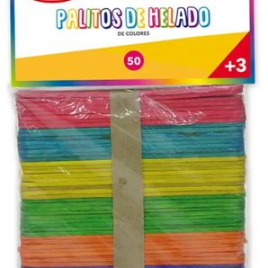 Bolsa 50 Palitos Helado de Colores