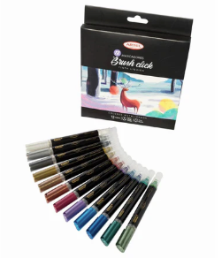 Set 12 Marcadores Brush Click Colores Metálicos Artel