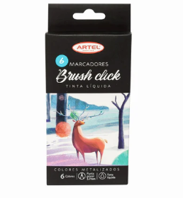 Set 5 Marcadores Brush Click Colores Metalizados Artel