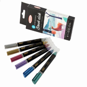 Set 5 Marcadores Brush Click Colores Metalizados Artel