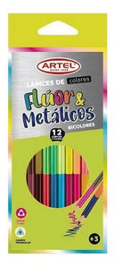 Caja Lapices Colores Artel 12u Neon/Metalico