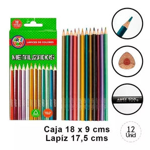 Caja Lapices Colores Arte Top 12u Metalizados