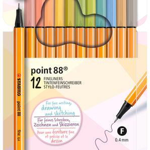Set 12 Lápices Tiralíneas Stabilo Point 88 Colores Pastel
