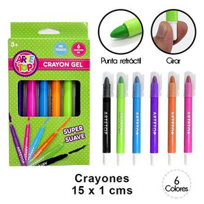 Caja Lápices Crayon Gel 6 colores Arte Top