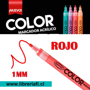 Marcador Acrilico 1Mm Fluor Rojo Artel