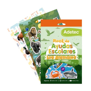 Block de Animales Adhesivos para Ayuda Escolares Adetec