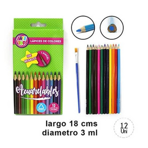 Caja Lápices 12 Colores Triangular Acuarela Arte Top