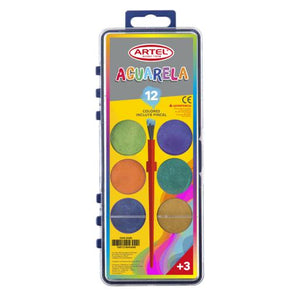Estuche Plástico Acuarela 12 Colores Artel