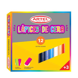 Caja Lapices Cera Colores Artel 12u