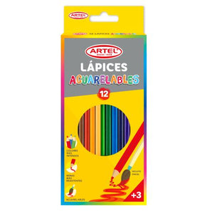 Caja Lápices 12 colores Acuareable Artel