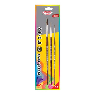 Set 3 Pinceles 103 Nº2-4-8 Pelo Natural Artel