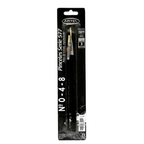 Set 3 Pinceles 577 Nº0-4-8 Pelo Sintetico Artel